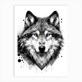 Wolf - Abstract Line Art Illustration 276 Art Print