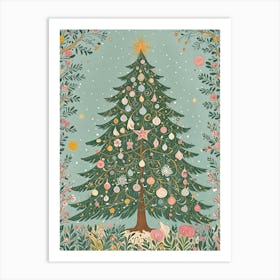 Pastel Christmas Tree no1 Art Print