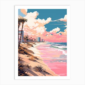 An Illustration In Pink Tones Of  Gulf Shores Beach Alabama 2 Art Print
