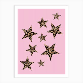 Leopard Stars on Pink Art Print