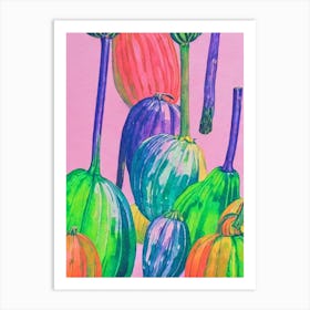 Delicata Squash Risograph Retro Poster vegetable Art Print