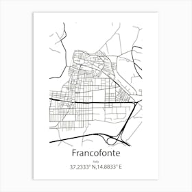 Francofonte,Italy Minimalist Map Art Print