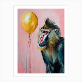 Cute Mandrill 2 With Balloon Art Print