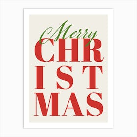 Merry Christmas. Traditional Festive Typography Art Print