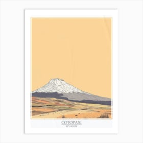 Cotopaxi Ecuador Color Line Drawing 8 Poster Art Print