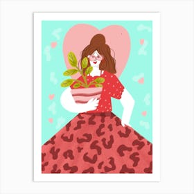 Women with plant Art Print