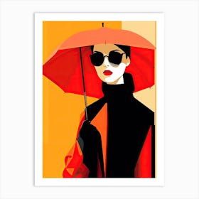 Woman With An Umbrella, Pop art Art Print