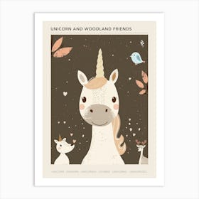 Unicorn & Woodland Animal Friends Muted Pastel 3 Poster Art Print