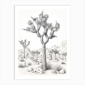  Detailed Drawing Of A Joshua Trees In Mojave Desert 2 Art Print