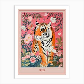 Floral Animal Painting Tiger 6 Poster Art Print