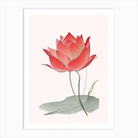 Red Lotus Pencil Illustration 1 Art Print