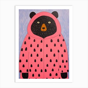 Pink Polka Dot Black Bear 3 Art Print