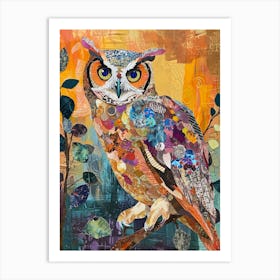 Kitsch Colourful Owl Collage 5 Art Print
