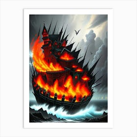 Flaming Ship Art Print