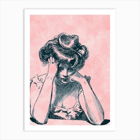 Woman With Her Head In Her Hands Art Print