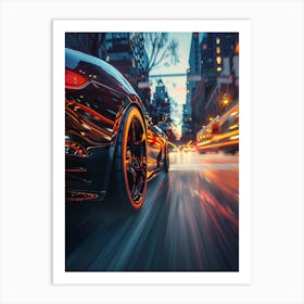 Speeding Sports Car In The City Art Print
