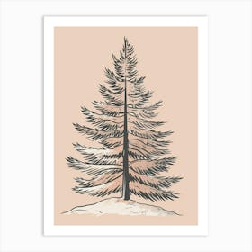 Fir Tree Minimalistic Drawing 4 Art Print
