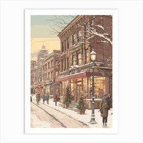 Vintage Winter Illustration New York City Usa 6 Art Print
