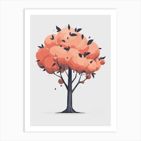 Peach Tree Pixel Illustration 3 Art Print