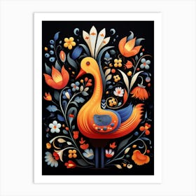 Folk Bird Illustration Duck 2 Art Print