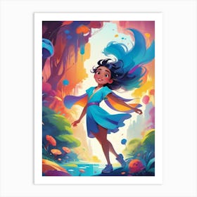 Girl In The Forest Art Print