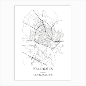 Pazardzhik,Bulgaria Minimalist Map Art Print