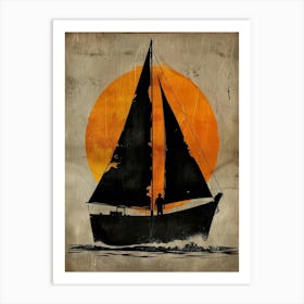 Sunset Sailboat Canvas Print Art Print