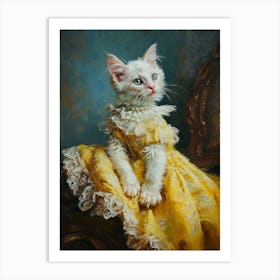 Cat In Medieval Gold Dress Rococo Inspired 1 Art Print