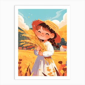 Cute Little Girl In A Wheat Field 7 Poster