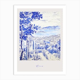 Nice France 5 Mediterranean Blue Drawing Poster Art Print