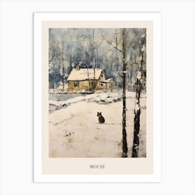 Vintage Winter Animal Painting Poster Mouse 2 Art Print