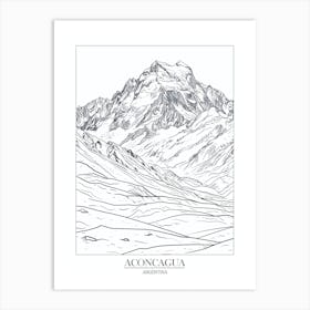 Aconcagua Argentina Line Drawing 5 Poster Art Print