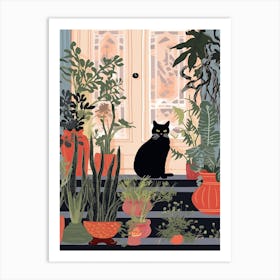 Black Cat And House Plants 9 Art Print