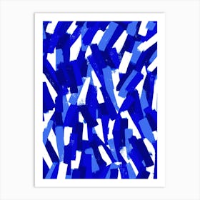 Abstract Blue And White Brush Stroke Pattern Art Print