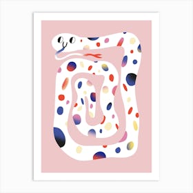 Happy Snake Pink Art Print