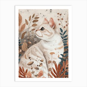 American Shorthair Cat Japanese Illustration 1 Art Print