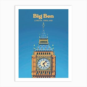 Big Ben London Summer Travel Illustration Art Print