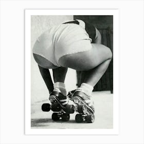 Hot Girl With Roller Skater Vintage Sexy Photography Art Print