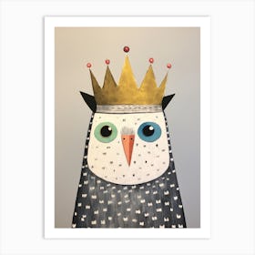 Little Snowy Owl 2 Wearing A Crown Art Print