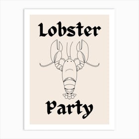 Lobster Party B&W Art Print