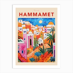 Hammamet Tunisia 4 Fauvist Travel Poster Art Print