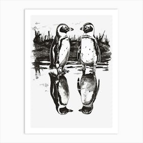 African Penguin Admiring Their Reflections 2 Art Print