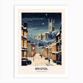 Winter Night  Travel Poster Bristol United Kingdom 2 Art Print