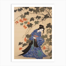 Asagao Morning Glory 2 Vintage Japanese Botanical And Geisha Art Print