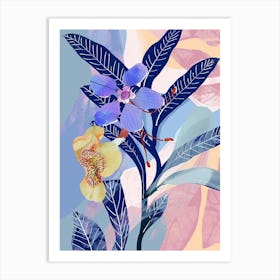 Colourful Flower Illustration Periwinkle 3 Art Print