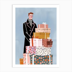 Man With Presents Art Print