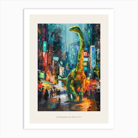 Colourful Dinosaur Cityscape Painting 3 Poster Art Print
