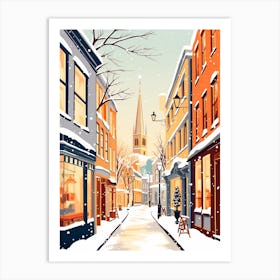 Vintage Winter Travel Illustration Oxford United Kingdom 4 Art Print