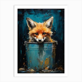 Scavenger Fox Blue Painting 5 Art Print
