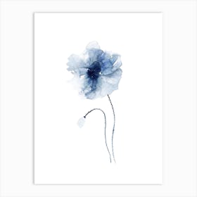 Blue Abstract Poppies 2 Art Print